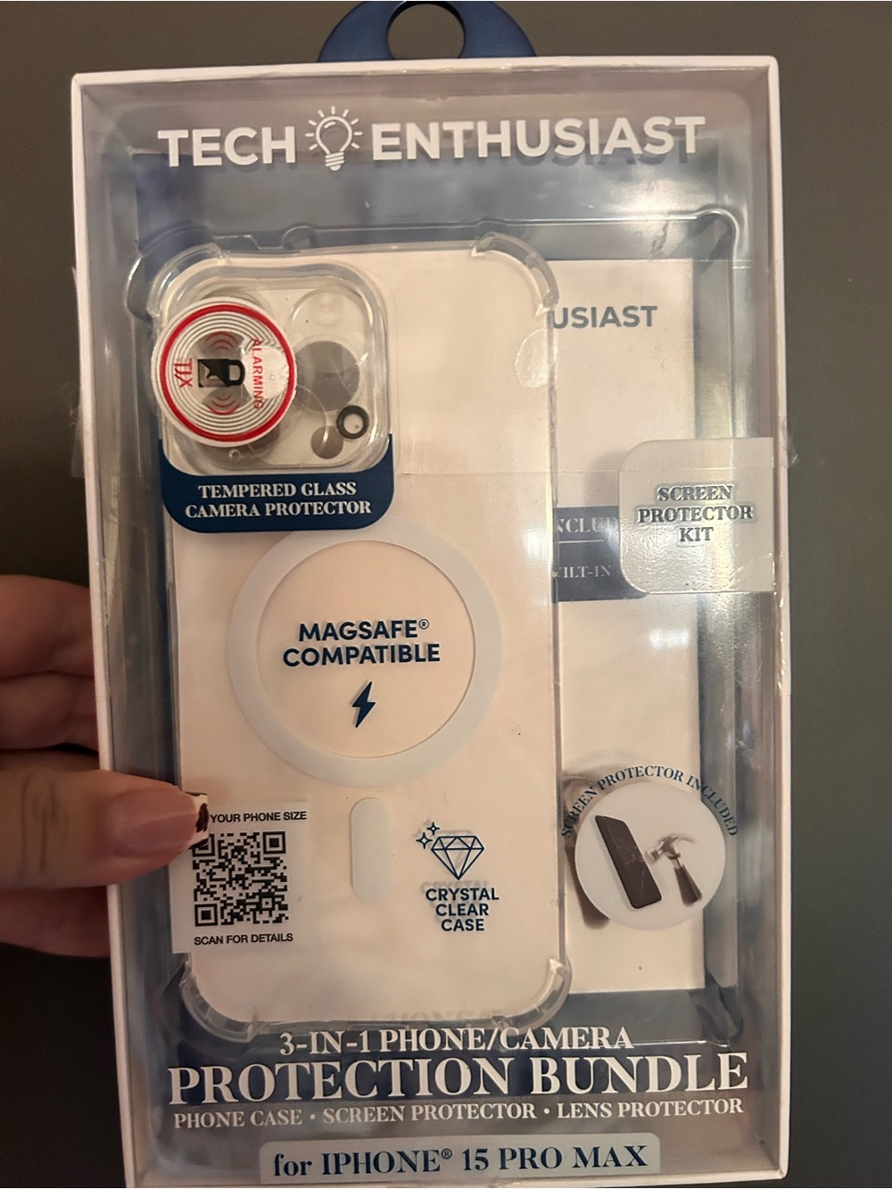 White MagSafe-Compatible Case for iPhone 15 Pro Max